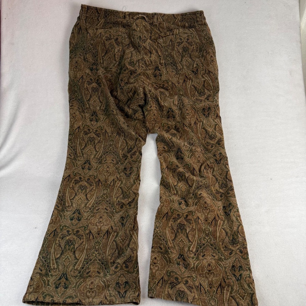 Jones New York Sport Womens 18W Paisley Corduroy Bootcut Pants Brown Earthy Boho - Picture 2 of 7
